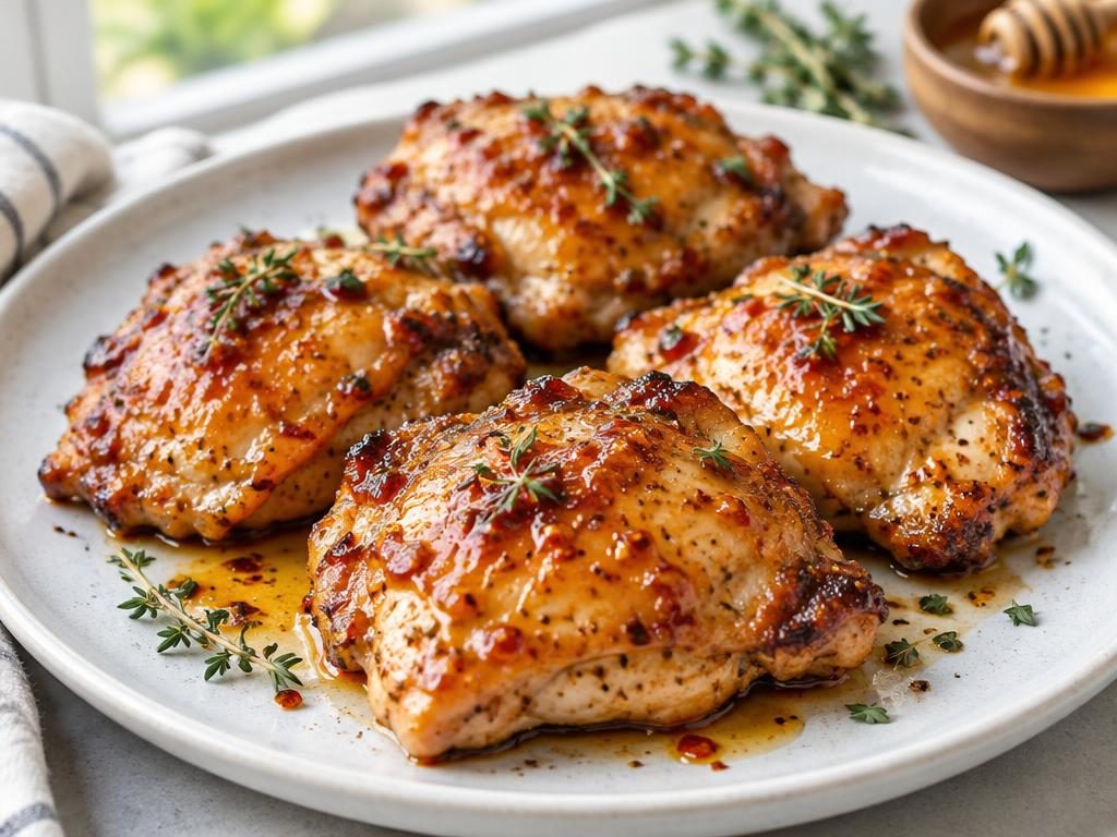 Flaky buttermilk biscuits filled with crispy chicken and glossy hot honey on a white plate (illustrative image)